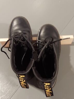 Kids Black Lace-Up Ankle Boots with Branded Heel Loop